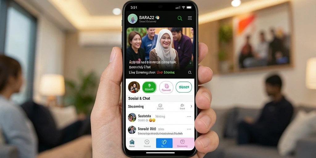 Screenshot antarmuka aplikasi Live Streaming BARA22 yang menarik dan interaktif.