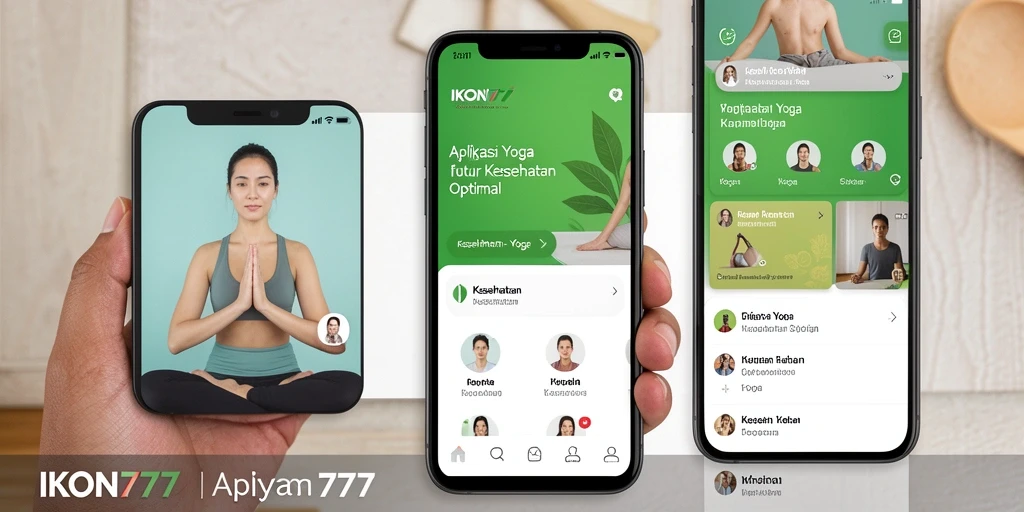 Tampilan antarmuka aplikasi IKON777 dengan panduan yoga yang menarik.