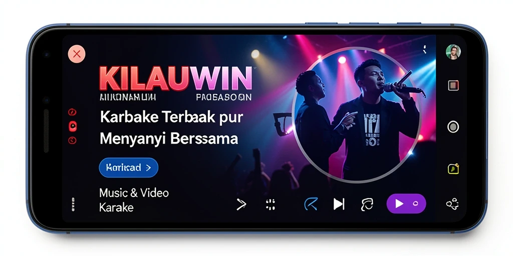Tampilan antarmuka KILAUWIN dengan berbagai pilihan lagu dan fitur karaoke.