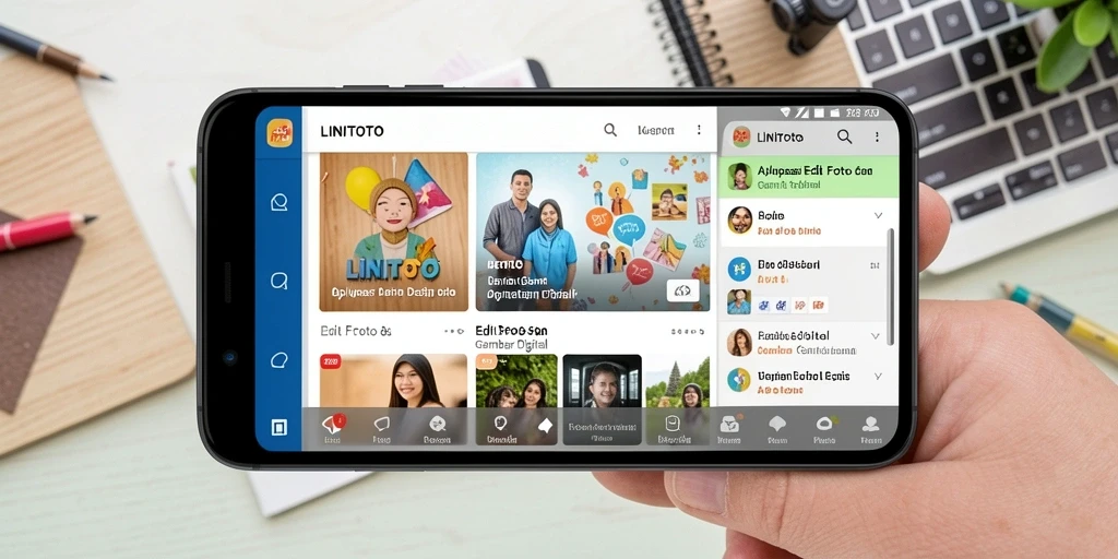 Antarmuka LINITOTO yang intuitif memudahkan pengeditan gambar digital.