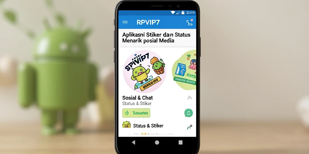 Antarmuka pengguna RPVIP7 menampilkan berbagai stiker menarik untuk status.